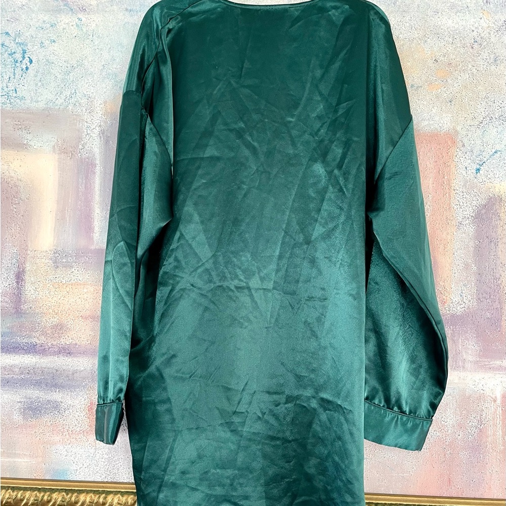 Victoria's Secret Vintage Gold Label Satin Sleep Nightshirt Green Size Medium - Picture 9 of 9